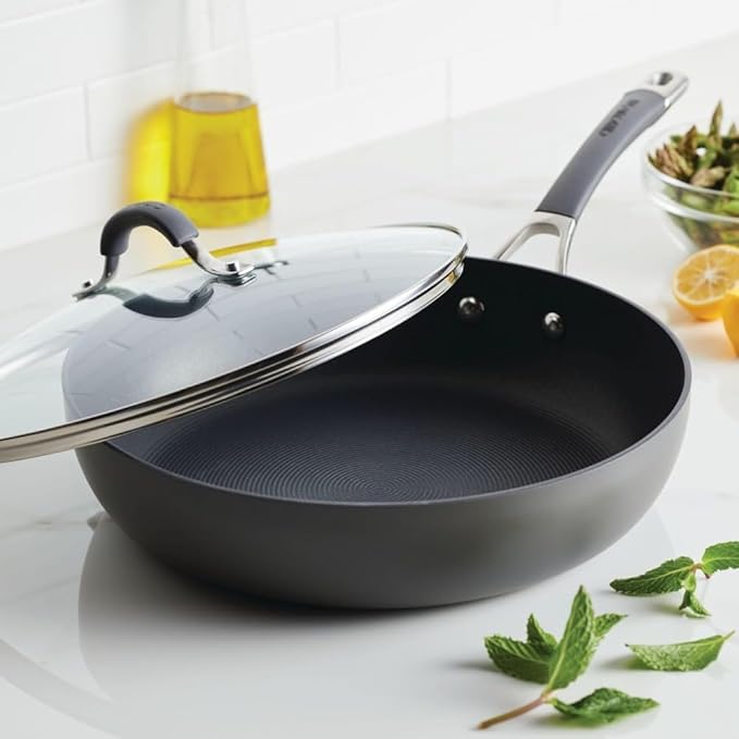Circulon Radiance Deep Hard Anodized Nonstick Frying Pan /Skillet with Lid - 12 Inch Gray