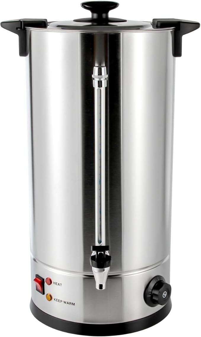 25L Coffee Urn 110V 1400W Stainless Steel Commercial Coffee Maker Hot Beverage Dispenser Electric Coffee Percolators Adjustable Temperature 86-230°F Hot Cocoa Maker for Home Office Cafes