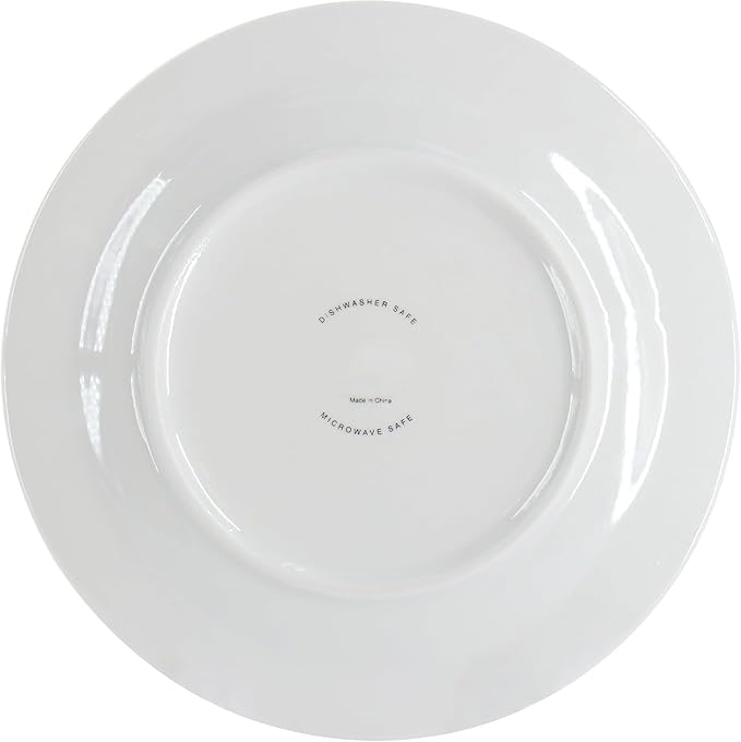 Everyday Embossed 12 Piece Ceramic Dinnerware Set Round White Plates and Bowls Dishwasher &amp Microwave Safe