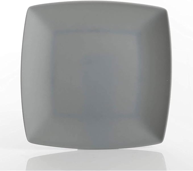 Gibson 99897.16R Home Soho Grayson Square Melamine Everyday 16 Pc Reactive Glaze Dinnerware Set Plates Bowls &amp Cups Dishwasher Safe Grey (4 Pack)