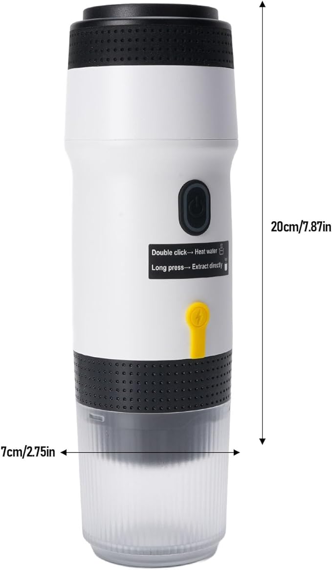 Portable Coffee Maker 304 Stainless Steel USB Travel Coffee Machine with Built in 7500mAh Battery for Camping Hiking Office Home (White)