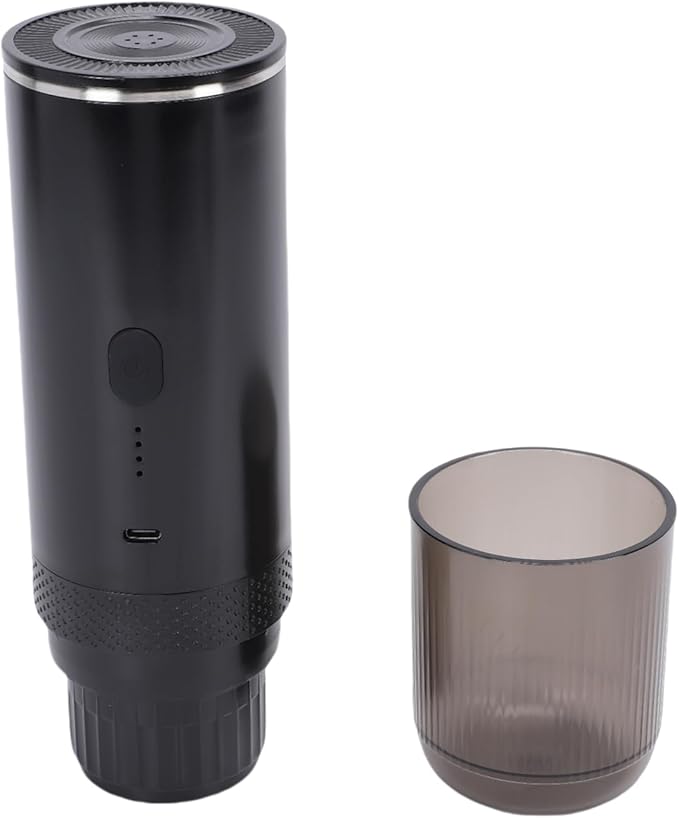 Portable Coffee Maker Grind Coffee and Capsules 2 in 1 Wireless Heating Machine with 20BAR Pressure Rechargeable for Home Outdoor Travel Office (Black)