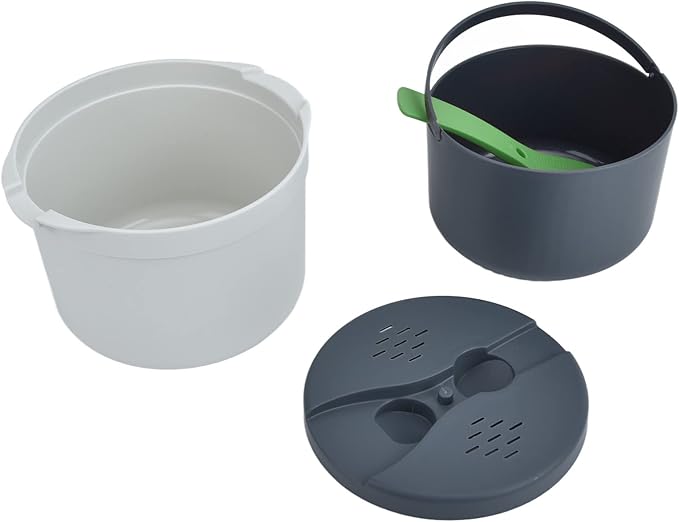 Microwave Rice Cooker 2L Grade PP Material Steaming Pot Pasta Cooker with Spoon Lid for Meal Noodle Ramen