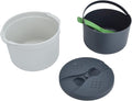 Ejoyous Microwave Rice Cooker 2L Rice Steamer Pasta Cooker Set Includes Steaming Pot Spoons Strainer Lid Green