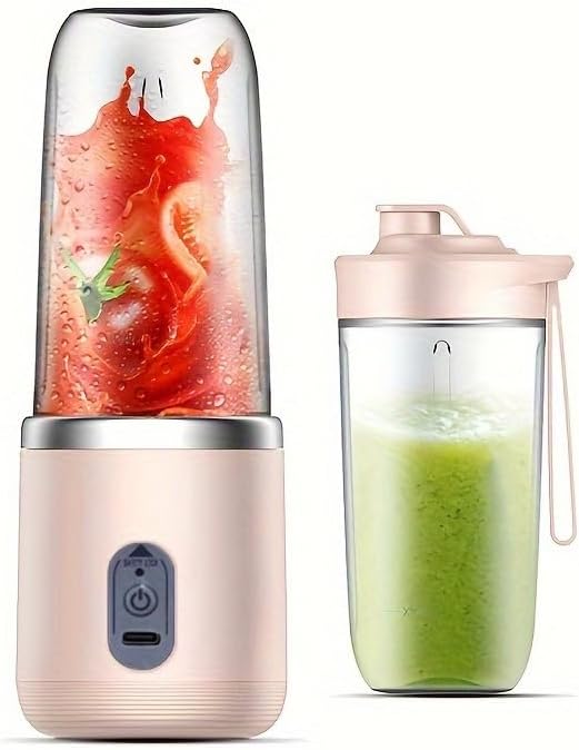 Fit for 400ml USB Rechargeable Portable Blender - 1500mAh Smoothie Maker with 6 Stainless Steel Blades Juice Shaker Bottle for Home and Travel(4)