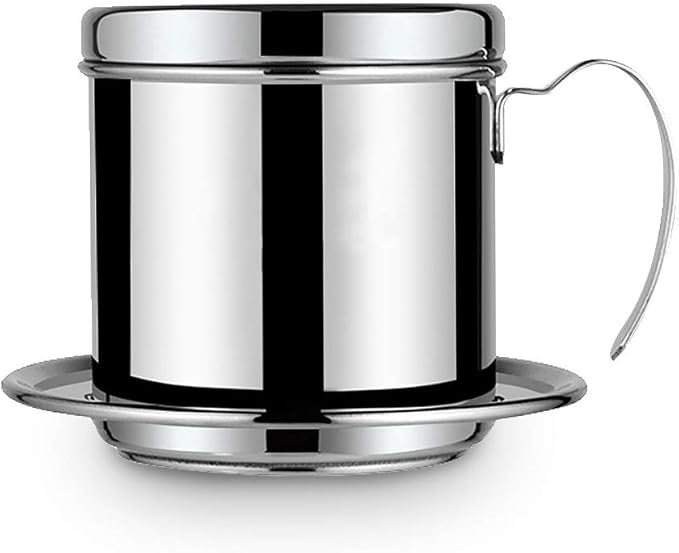 TOPINCN Vietnamese Coffee Drip Filter Stainless Steel Pour Over Coffee Maker Portable Coffee Drip Brewer for Home Office Travel (Silver)