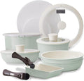 Iris Ohyama CCRC-14S Frying Pan with Removable Handle Heat Conductive Frying Pan Set 14-Piece Set Crushing Ceramic Color Pan Comfortable to Use After Cooking Ready to Use As It Is To The Table