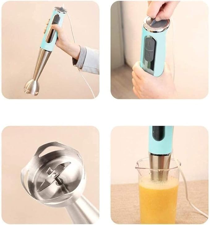 600W 4-in-1 Immersion Hand Blender Titanium Plated Speed Multifunctional Ultra-Stick Turbo Mode BPA-Free Egg Whisk/Milk Frother Detachable