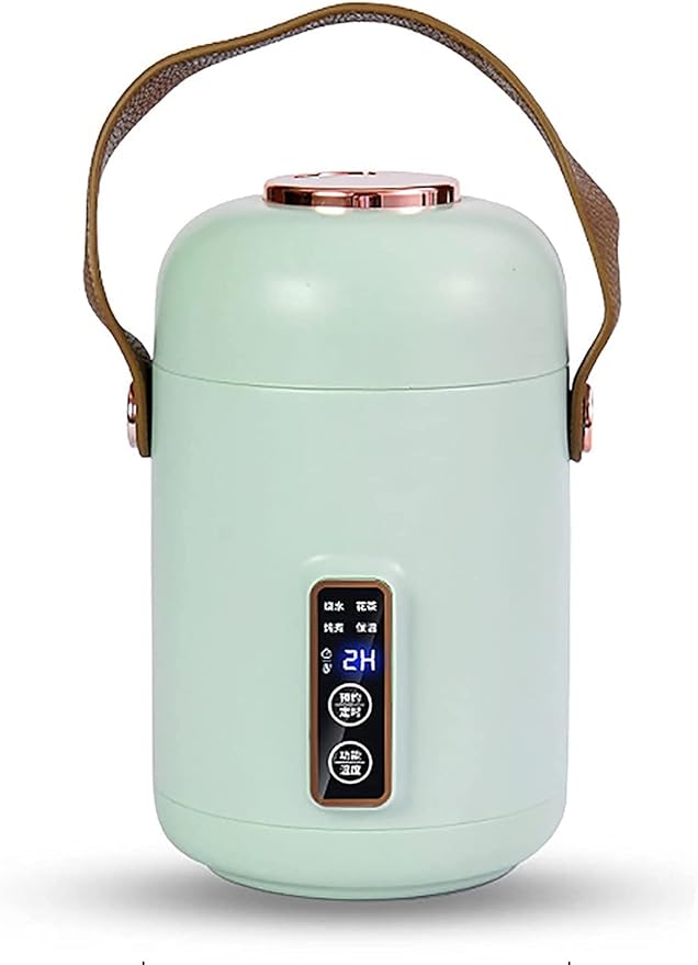 Rice Cooker &amp Hot Pot 500ml Small Capacity Ceramic Glaze Non-Stick Liner for Home Dormitory Office for 1~2 People Rice Cooker (Green)