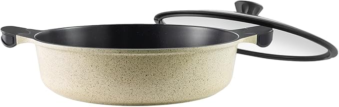 LAGUIOLE Jade Frying Pan 32 cm Made of Recycled Aluminium with Ceramic Non-Stick Coating Tempered Glass Lid Compatible with All Heat Sources Size 32 cm Green