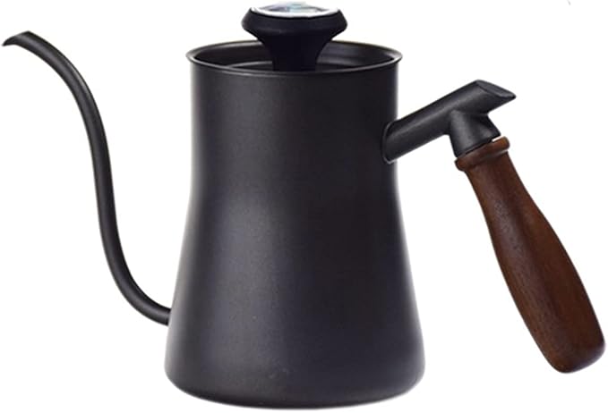 Liudan Coffee Maker Coffee Kettle Pour Over Coffee Dripper Kettle Gooseneck Stainless Steel Tea Pot with Wooden Handle Perfect for Coffee Lovers 550ml Coffee Press (Color : Black)