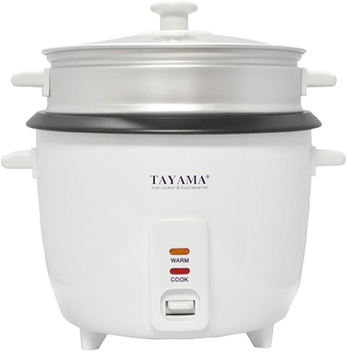Tayama RC-8 Rice Cooker with 8 Cup Steam Tray White