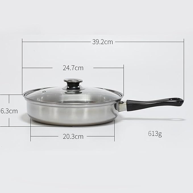 Generic Home Kitchen Cookware Sets Long Handle Pasta Pot Multifunction with Glass Lid 31cm