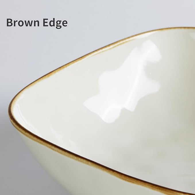 Famiware Ocean Square Plates and Bowls Sets for Kitchen 16-Piece Dinnerware Sets for 4 Microwave and Dishwasher Safe Vanilla White