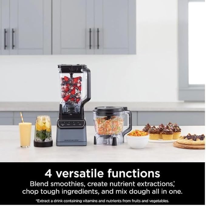 Grand Kitchen System 1200W Blender Food Processor Combo with Auto-iQ 72oz Pitcher 8-Cup Bowl for Smoothies &amp Dough