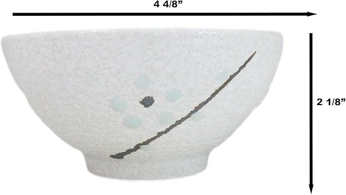Ebros Gift Modern Yukino Hana Snow Flowers Ceramic Dinnerware Serveware Kitchenware Set Oriental Asian Restaurant Supply (Pack Of 6 Soup Salad Appetizer Dessert Rice Bowls 10oz)