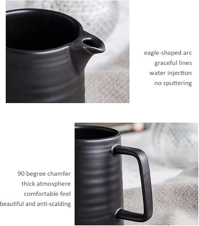 BeeCa Premium Black Ceramic Pour Over Coffee Maker Set 17oz/500ml V60 Brewer Retains Optimal Heat &amp Flavor Includes Paper Filters Home Office Cafe Multi-Serving