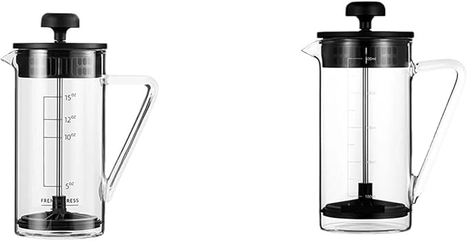 3BOMBER 15 OZ French Press Coffee Maker Clear Cold Brew Heat Resistant Durable Portable Camping Travel Coffee Pot Gifts(White-1)