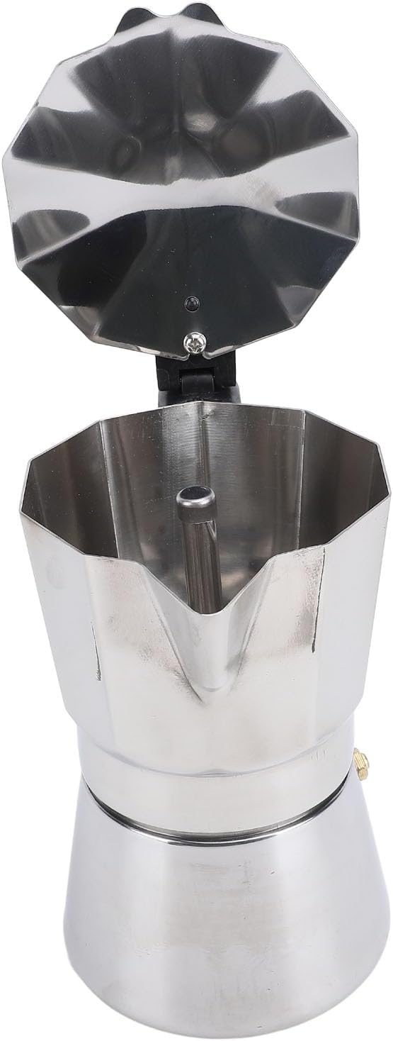 Octagonal Stovetop Coffee Maker Stainless Steel Even Heat Distribution Safe Material Compatible with Gas Stove and Induction Cookers Produces Rich Italian Coffee (300ML)
