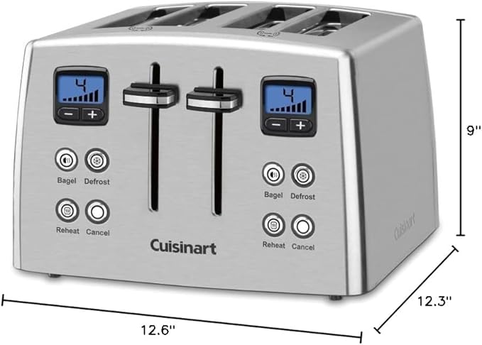 Cuisinart 4 Slice Countdown Motorized Toaster Compact Design with Extra-Wide Slots for Toasting Defrost &amp Reheat Functions CPT-435P1 Stainless Steel