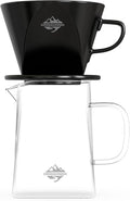 Pour Over Coffee Dripper Set by CrossCreek with Heat-resistance Black Cone Ceramic Dripper Glass Square Carafe 30PCS #2 Paper Filters 9917-C001-062