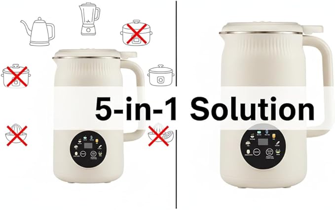 Soy Milk Maker Nut Milk Maker Blender 1.2L Homemade Soy Almond Oat Coconut Plant Based and Non Dairy Beverages Automatic Soybean Machine With Delay Start/Keep Warm/Boil Water Cream