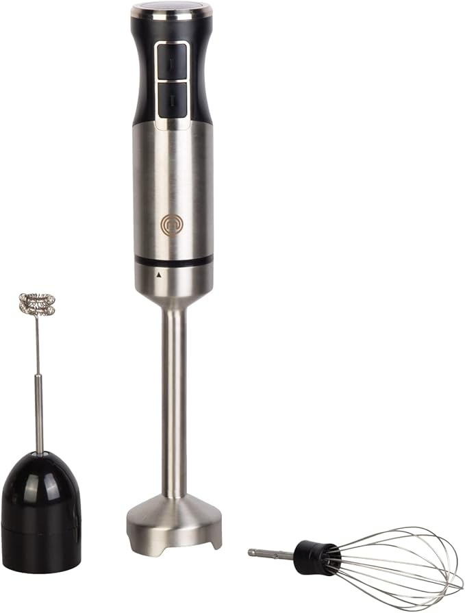 MasterChef Immersion Blender + Knife Set with Whisk &amp Frother Attachments + Covers