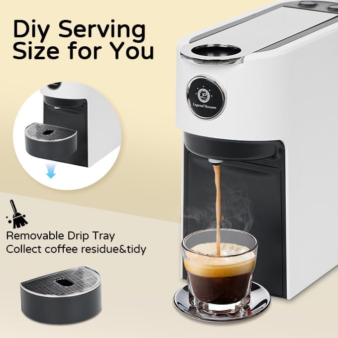 Legend Vansen Espresso Machine for Nespresso Original PodsEspresso Coffee Machine with 2 Extraction Modes and 41oz Removable Water TankCompact Capsule Coffee Maker for Home、Office