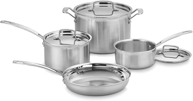 Cuisinart MCP-7NP1 Multiclad Pro Triple Ply 7-Piece Cookware Set Skillet &amp MultiClad Pro 8 Open Skillet 8-Inch Stainless Steel