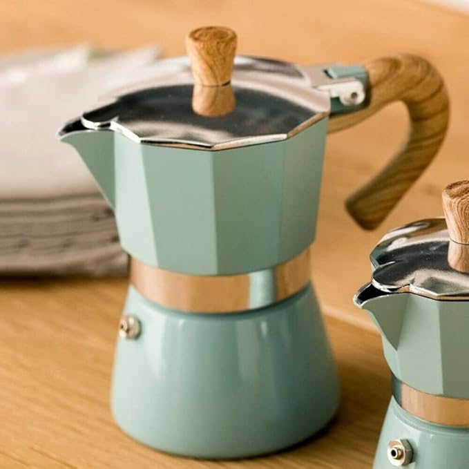 Household Aluminum Coffee Maker Espresso Mocha Lake Green Filter