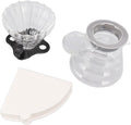 ZJchao Pour Over Coffee Maker Glass Dripper Brewer Pot 600ML 3 in 1 Set with Filter Cup and 100 Paper Filters for Home Office Use