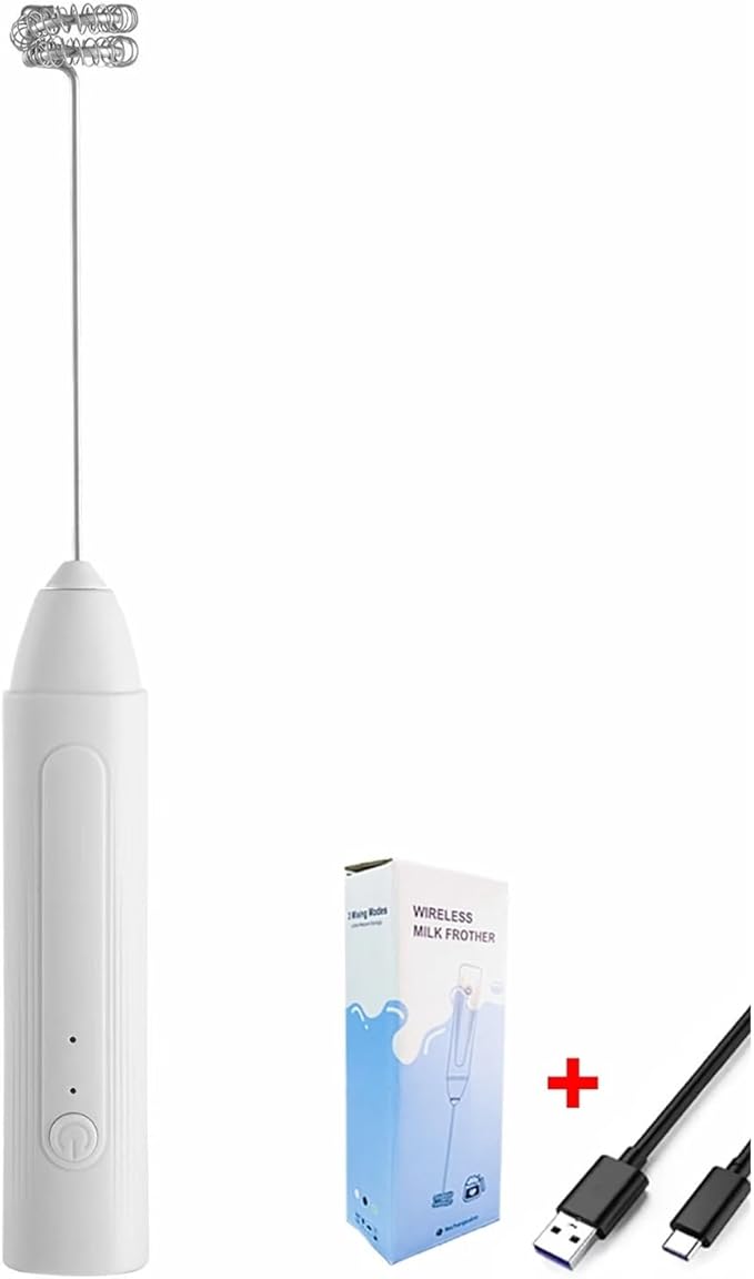 3 Gear Kitchen Items USB Charging Electric Egg Beater Mini Blender Kitchens Accessories Mixer Household Gadgets Double Head Bar(White)