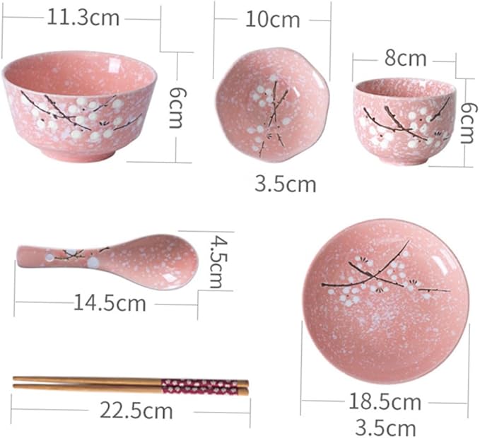 Floral Dinnerware Set Porcelain Dinnerware Set Pink Cutlery Japanese Plates Elegant Kit