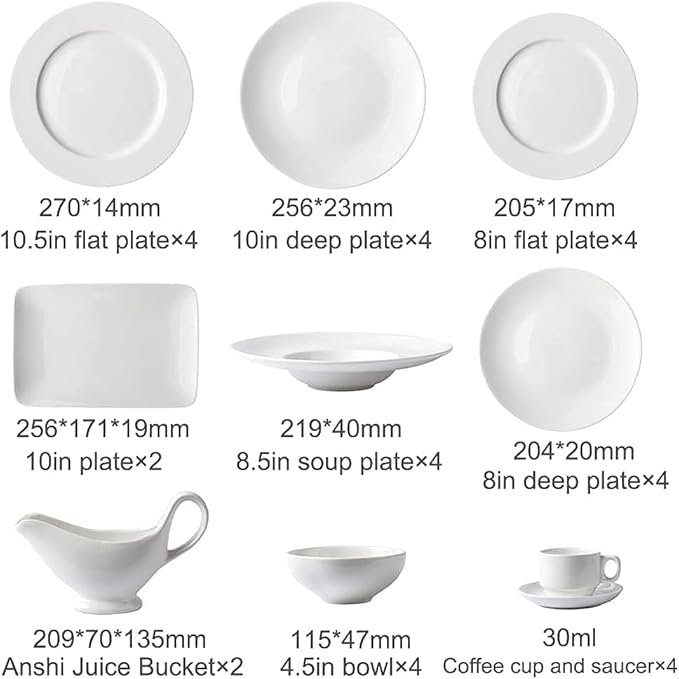 Dinnerware Set Plates and Bowls Sets Complete Porcelain Combi-Set Fine Plates Bowls And Cups Microwave And Dishwasher Safe