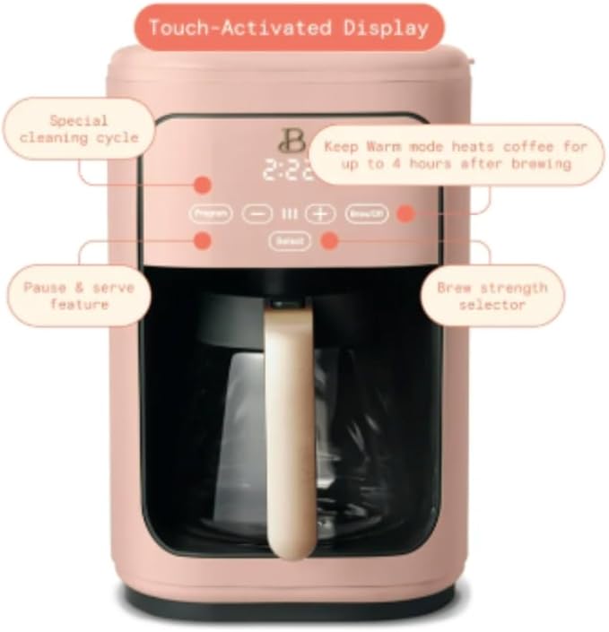 14-Cup Programmable Coffee Maker with Touch-Activated Display~Rose Pink