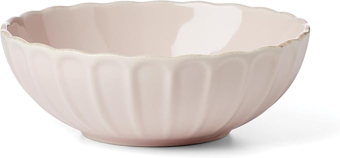 Lenox Dinnerware Set French Perle Scallop Blush 12-Piece Set Service For 4 Stoneware Dishwasher Safe Microwave Safe Plates and Bowls sets Dish Set Plate Set Home And Kitchen (Pink 12 Piece)