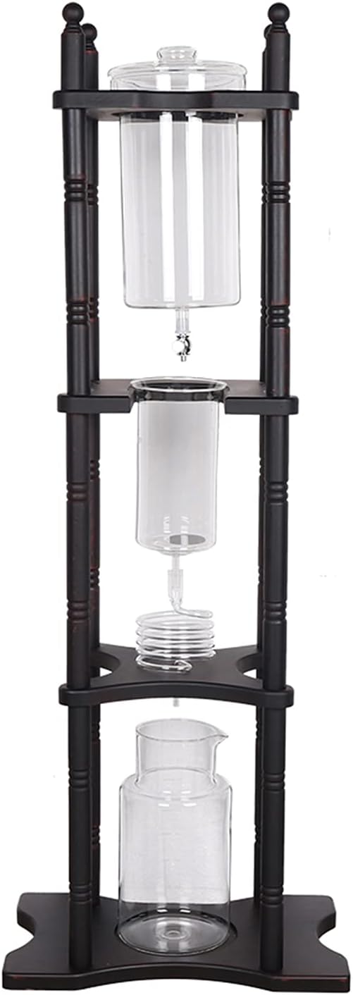 DNYSYSJ Cold Brew Maker 8 Cups Cold Brew Coffee Maker Cold Brew Dripper Iced Coffee Brewer Maker with Adjustable Rate Valve Wooden Stand for Home and Office Commercial Use