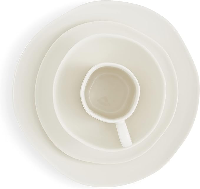 Portmeirion Sophie Conran Arbor Organic Shape Stoneware 4 Piece Place Setting Service for 1 Creamy White
