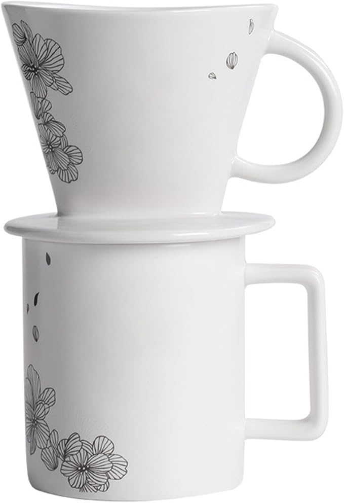 Ceramic Pour Over Coffee Maker Set Includes Ceramic Coffee Dripper Brewer &amp 473ml Coffee Mug For Coffee and Tea Manual Single Cup Coffee Maker Gift Idea