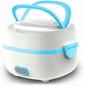 Multifunctional Electric Lunch Box Mini Rice Cooker Portable Food Heater Steamer with Stainless Steel Bowls Egg Steaming Rack Spoon Measuring Cup for Use in Office Outdoor School