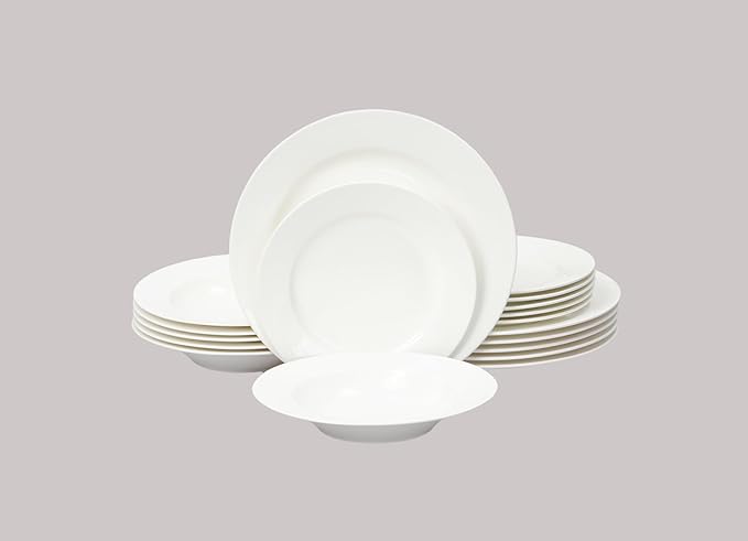 Bone China Rim Shape Elegance White 18pc Dinnerware Set