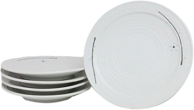 Ebros Gift Modern Yukino Hana Snow Flowers Ceramic Dinnerware Serveware Kitchenware Set Oriental Asian Restaurant Supply (Pack Of 5 Large Round Dinner Plates 10D)