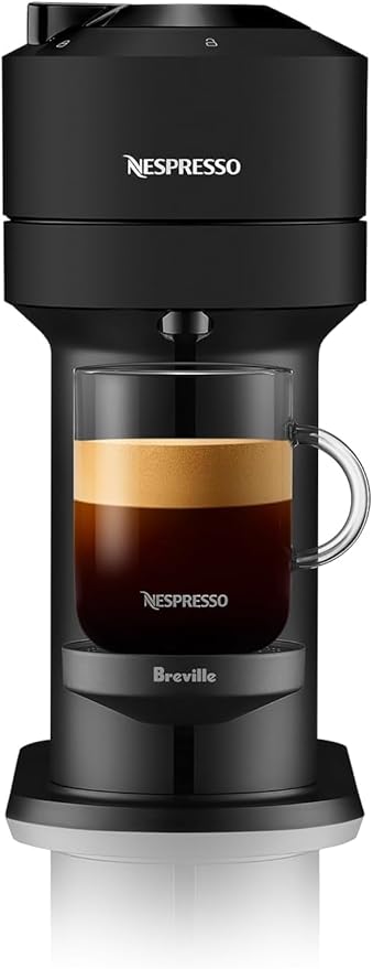 Nespresso Vertuo Next Coffee and Espresso Machine NEW by Breville Black Matte Single Serve Coffee &amp Espresso Maker One Touch to Brew (Renewed)