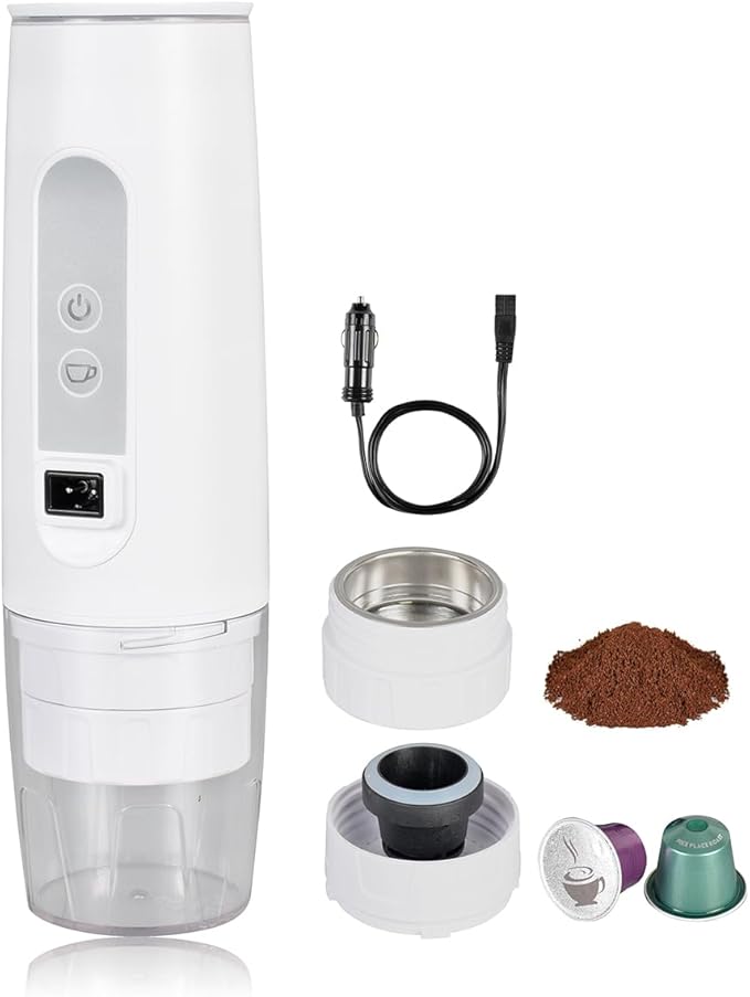 TN TONNY Portable 12V Coffee Maker Espresso Coffee Machine In Car/Truck Use Portable Travel Capsule Coffee Maker Compatible with Original NS Capsules and Coffee Powder