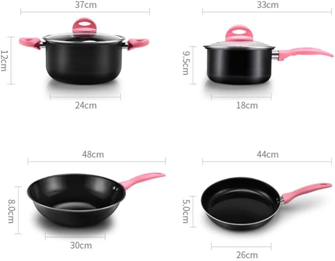 3-Piece Cookware Set Aluminum Non-Stick Cookware Glass Lid Comfortable Handle Suitable for Gas Induction Cooker Easy to Clean Frying Pan/D