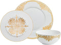 Godinger Dinnerware with Salad/Dessert Plate Dinner Plate and Bowl Porcelain 20th Century Baroque 12 Piece Set White