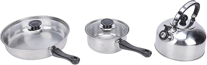 Haofy Kitchen Pots Pans Set All in One Stainless Steel Ergonomic Grip Versatile Cooking Collection with Saucepan Kettle For Home Chefs Beginners Sauting Simmering Giving