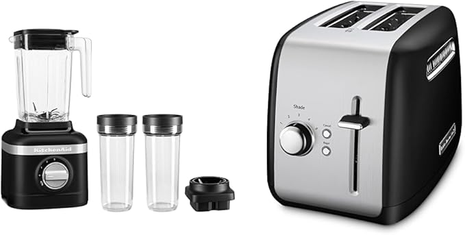 KitchenAid K150 3 Speed 48oz Ice Crushing Blender with 2 Personal Jars &amp KMT2115 2 Slice Toaster