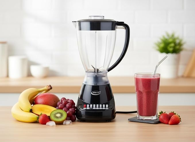 J&ampV TEXTILES 10 Speed Countertop Blender Juicer &amp Smoothie Maker Slim Flip &amp Store Design Dishwasher Safe 51oz Capacity Pitcher &amp Lid Stainless Steel Blade 400 Watt