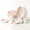 Ceramics Dinnerware Set Pink Marbling Chip Resistant Dinner Set/Porcelain Combination Tableware-Plates and Bowls Set for Indoor Outdoor PartyPink
